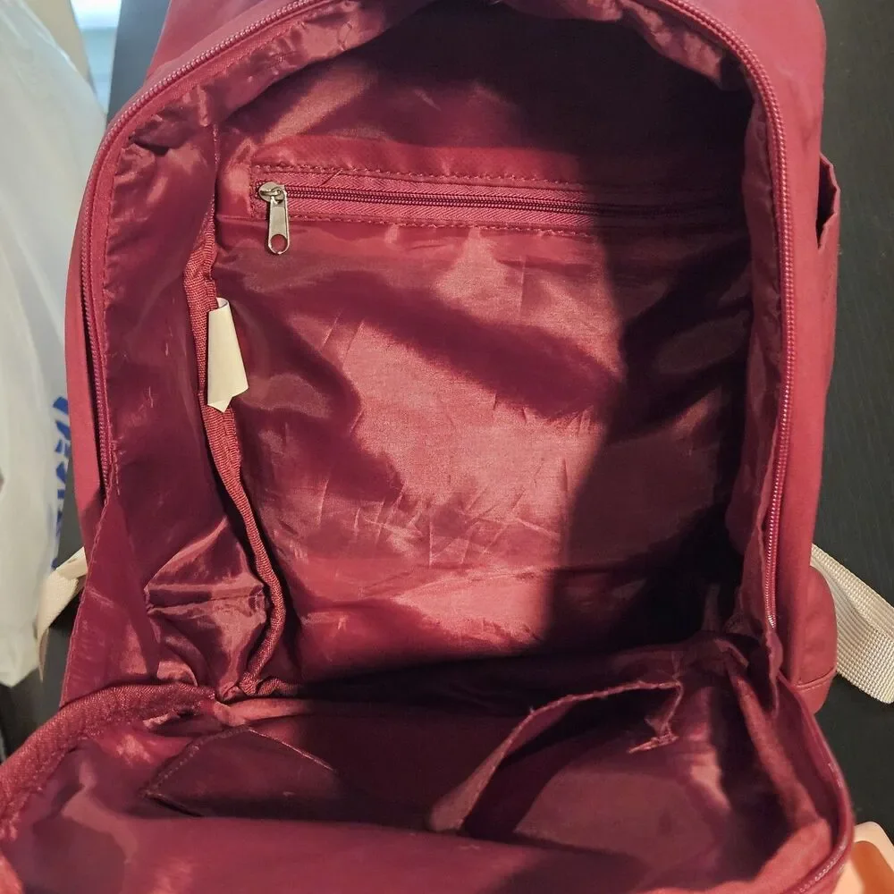 Maroon Mini Backpack Kids Compartments Handles Lilo & Stitch Key Chain